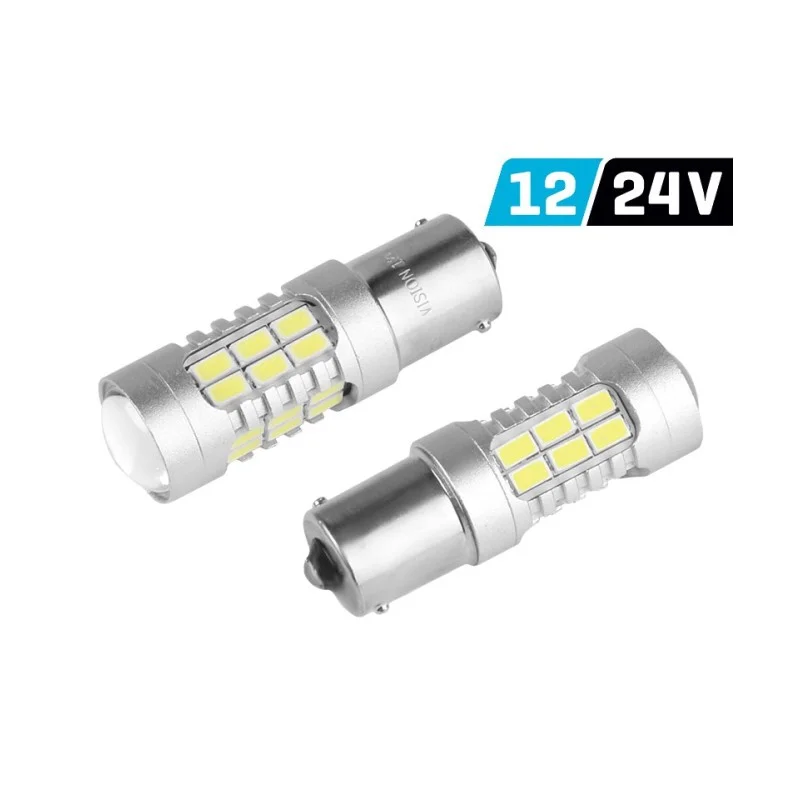 2ks LED 12V/24V 21W BA15s ?irá CANBUS 30x4014 SMD Vrácení Zdarma