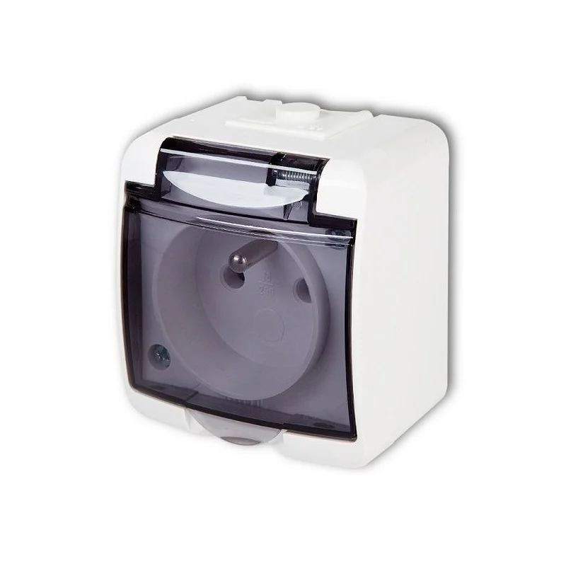 Zásuvka 250V/16A IP54, bílá, Ově?eny