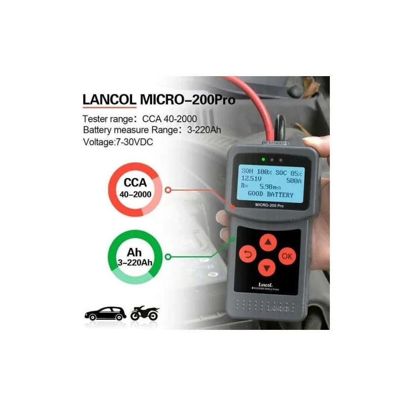 Zna?kovy Tester akumulátor? Lancol Micro-200 Pro