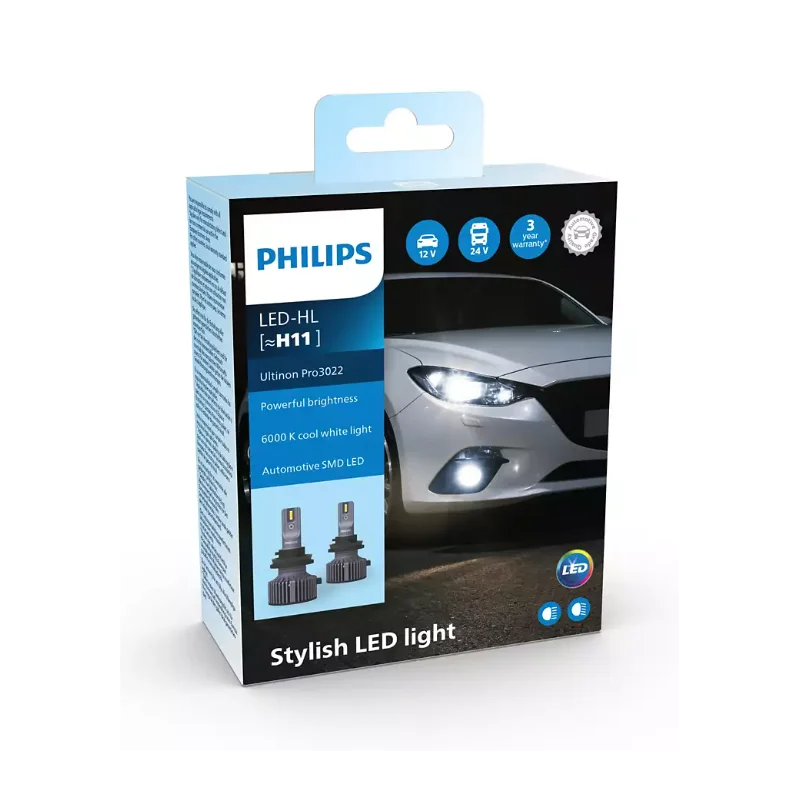 2ks LED H11 Ultinon Pro3022 PHILIPS ROZBALENO Zlevněny